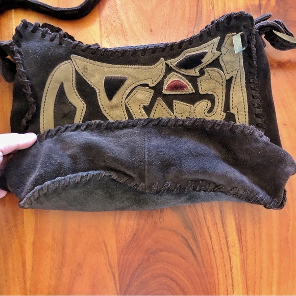 Lollipops Genuine Leather Suede Minimalist Neutral Tone Brown Roomy Shoulder Bag - Picture 10 of 16